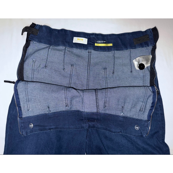 Maeve Anthropologie The Colette Pant 32 Dark Wash Denim Zippers Crop Wide Leg - Picture 5 of 15